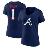 Atlanta Braves Fanatics Women's Plus Size Mother's Day #1 Mom V-Neck T-Shirt Clearance
