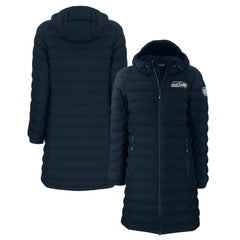Seattle Seahawks Cutter & Buck Women's Mission Ridge Repreve Eco Insulated Long Full-Zip Puffer Jacket Navy - NFL