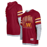 Washington Commanders New Era Twofer Long Sleeve Hooded T-Shirt Burgundy - NFL