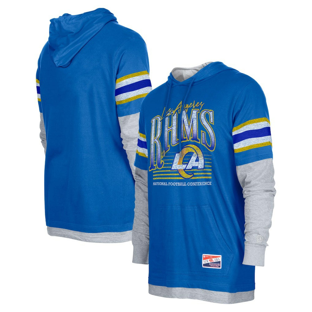Los Angeles Rams New Era Twofer Long Sleeve Hooded T-Shirt Royal - NFL