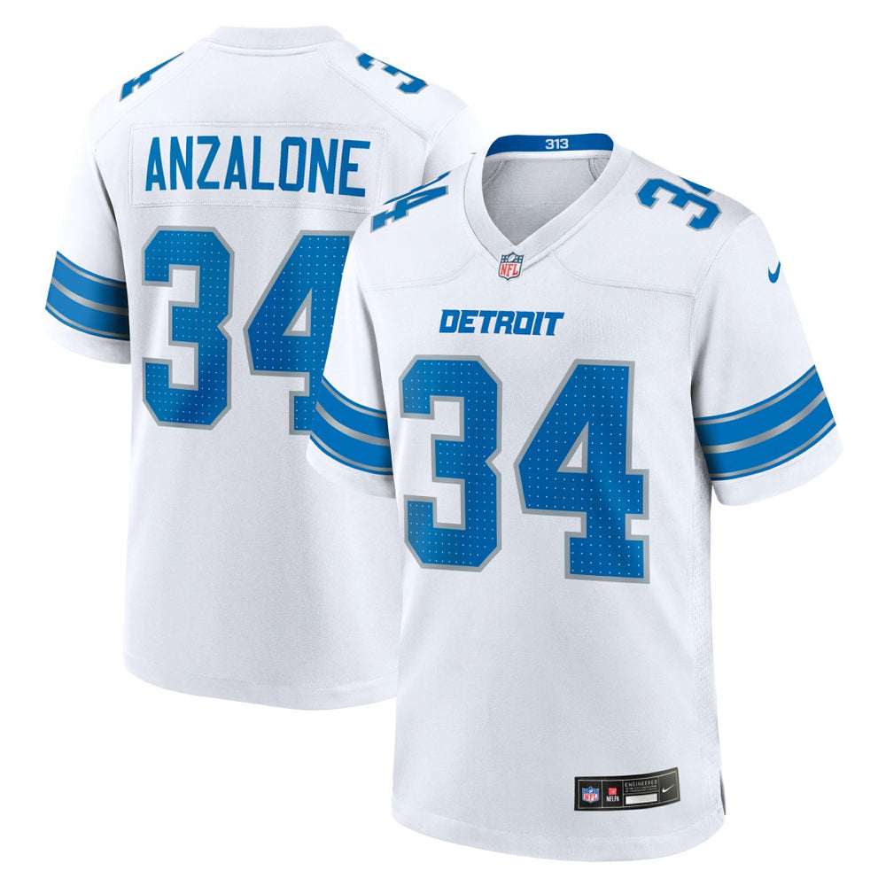 Alex Anzalone Detroit Lions White Game Jersey White - Nike