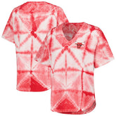 NBA - Chicago Bulls G-III 4Her by Carl Banks Women's Tournament Raglan Oversized Tie-Dye V-Neck T-Shirt - Red