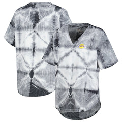 NBA - Los Angeles Lakers G-III 4Her by Carl Banks Women's Tournament Raglan Oversized Tie-Dye V-Neck T-Shirt - Black