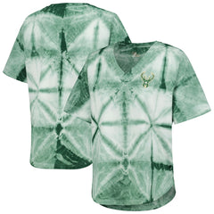 NBA - Milwaukee Bucks G-III 4Her by Carl Banks Women's Tournament Raglan Oversized Tie-Dye V-Neck T-Shirt - Hunter Green