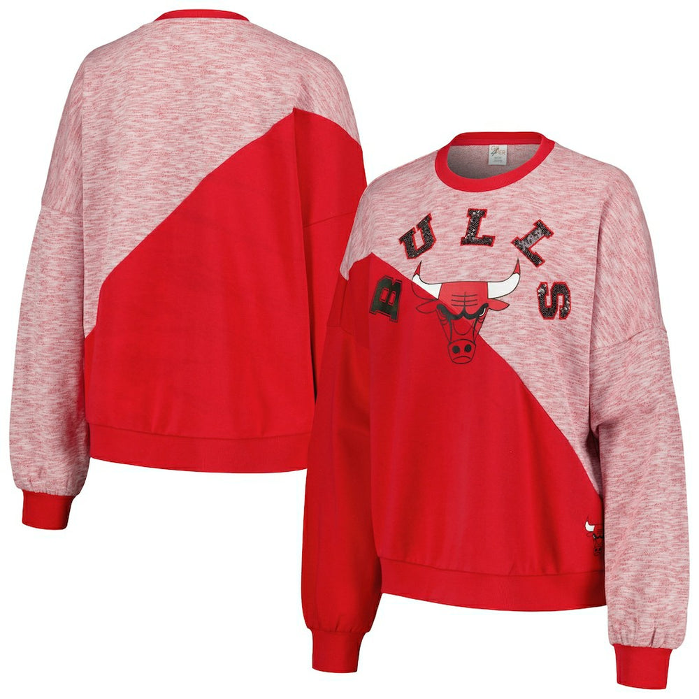 NBA - Chicago Bulls G-III 4Her by Carl Banks Women's Benches Split Pullover Sweatshirt - Red