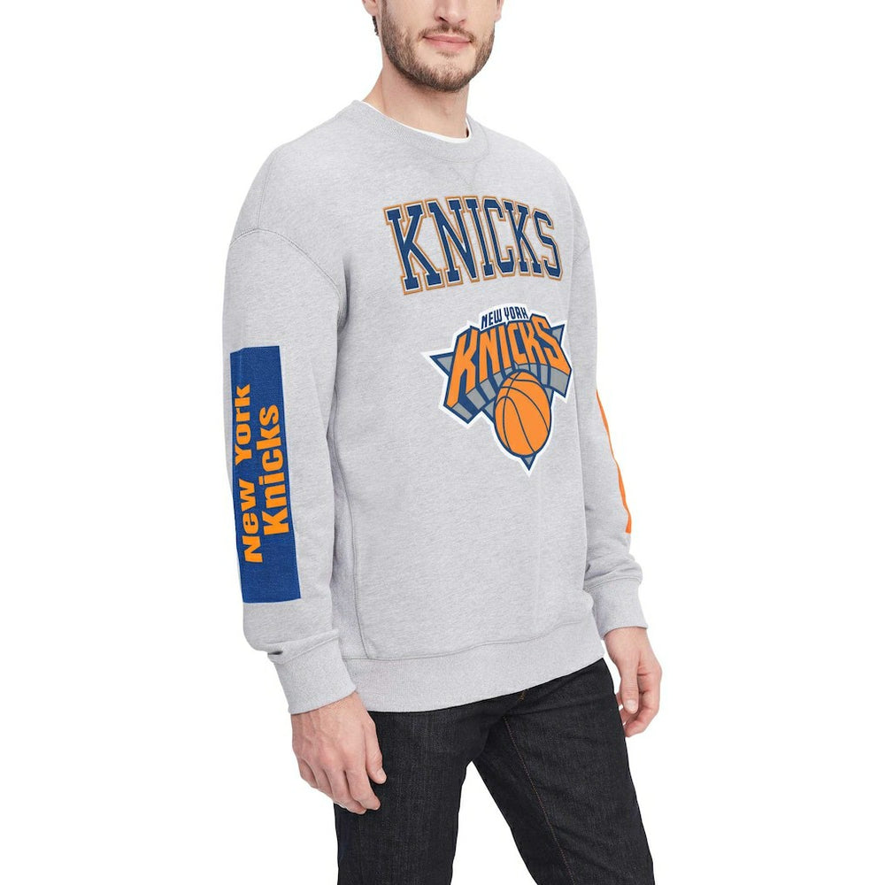 NBA - New York Knicks Tommy Jeans Hayes Crew Neck Pullover Sweatshirt - Heather Gray