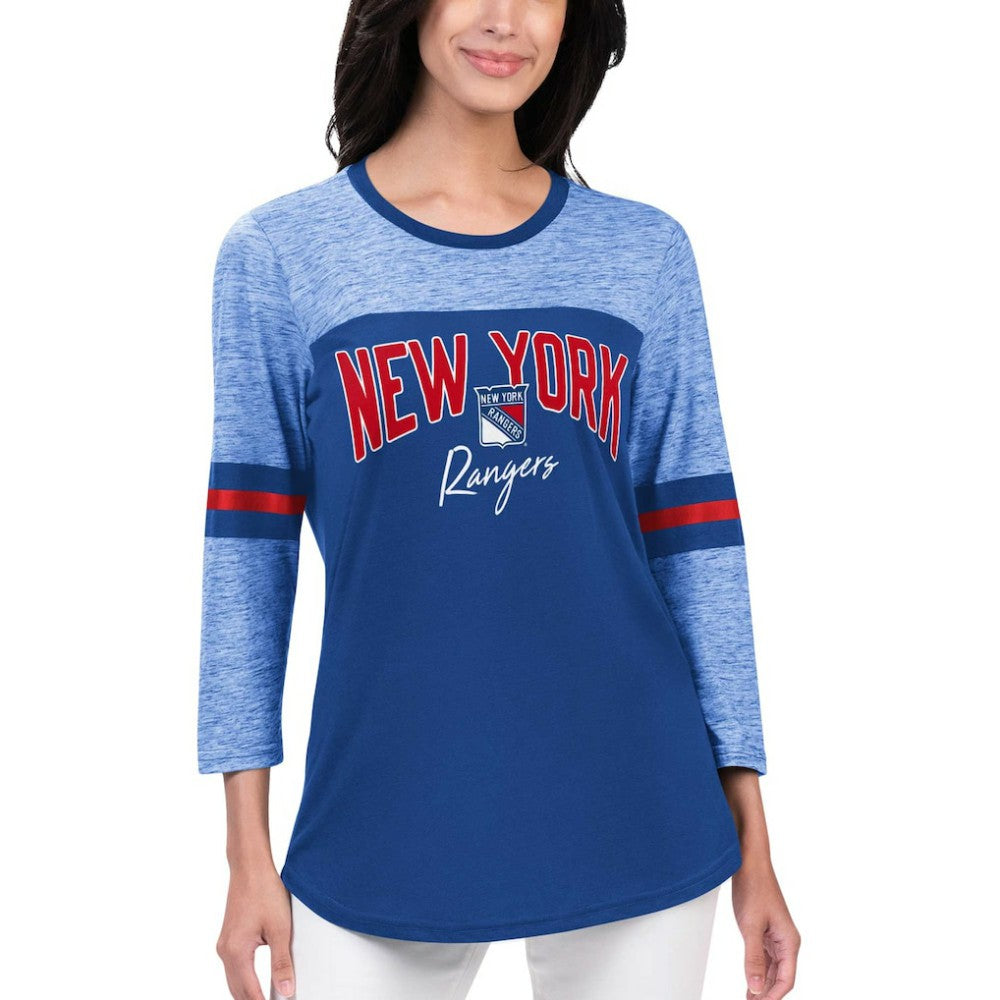 New York Rangers G-III 4Her by Carl Banks Women's Play The Game 3/4-Sleeve T-Shirt Blue