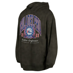 New Era - Philadelphia 76ers Unisex Oversized Essentials Pigment Wash Fleece Pullover Hoodie - Charcoal