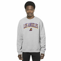 New Era - Los Angeles Lakers Chenille Cross Over Pullover Sweatshirt - Gray