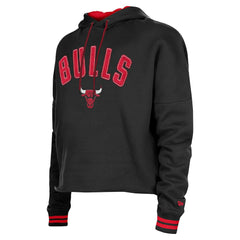 New Era - Chicago Bulls Women's Boxy Raw Edge Pullover Hoodie - Black