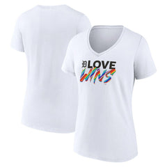 Detroit Tigers Women's Love Wins V-Neck T-Shirt discount
