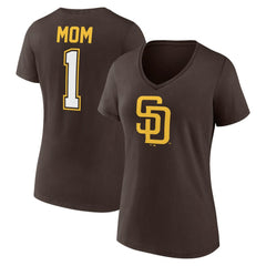San Diego Padres Women's Mother's Day #1 Mom V-Neck T-Shirt Lifestyle