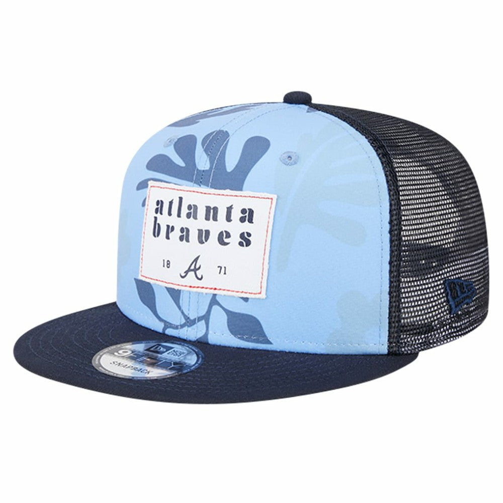 Atlanta Braves New Era Bikini Bottom Trucker 9FIFTY Snapback Hat Lifestyle