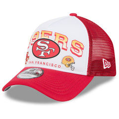 San Francisco 49ers New Era Retro Wordmark A-Frame 9FORTY Adjustable Hat White/Scarlet - NFL