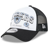 Las Vegas Raiders New Era Retro Wordmark A-Frame 9FORTY Adjustable Hat White/Black - NFL