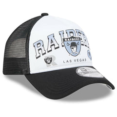 Las Vegas Raiders New Era Retro Wordmark A-Frame 9FORTY Adjustable Hat White/Black - NFL