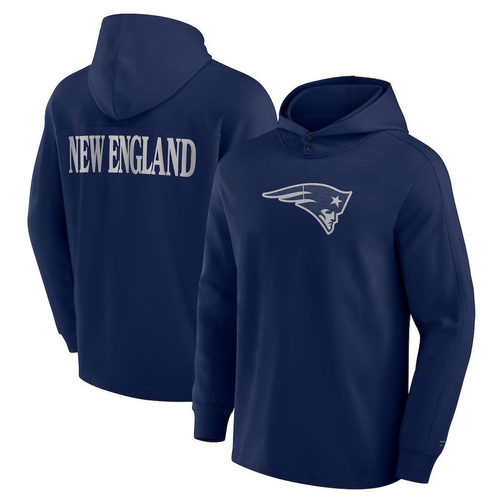 New England Patriots Elements Blaze Tri-Blend Long Sleeve Hoodie T-Shirt Navy - Fanatics