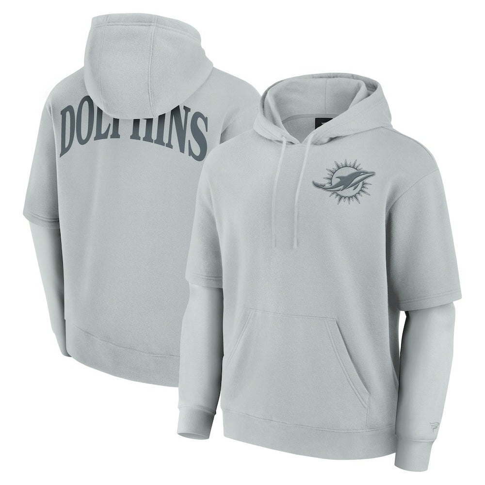 Miami Dolphins Unisex Sleek Elements Pullover Hoodie Gray - Fanatics