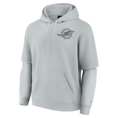 Miami Dolphins Unisex Sleek Elements Pullover Hoodie Gray - Fanatics