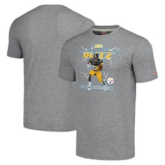 James Harrison Pittsburgh Steelers Homage Unisex NFL Blitz Retired Player Tri-Blend T-Shirt Heathered Heather Gray - NFL