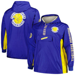 Mitchell & Ness - Golden State Warriors Big & Tall Hardwood Classics Team OG 2.0 Anorak Hoodie Quarter-Zip Windbreaker Jacket - Royal