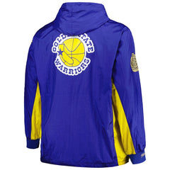Mitchell & Ness - Golden State Warriors Big & Tall Hardwood Classics Team OG 2.0 Anorak Hoodie Quarter-Zip Windbreaker Jacket - Royal