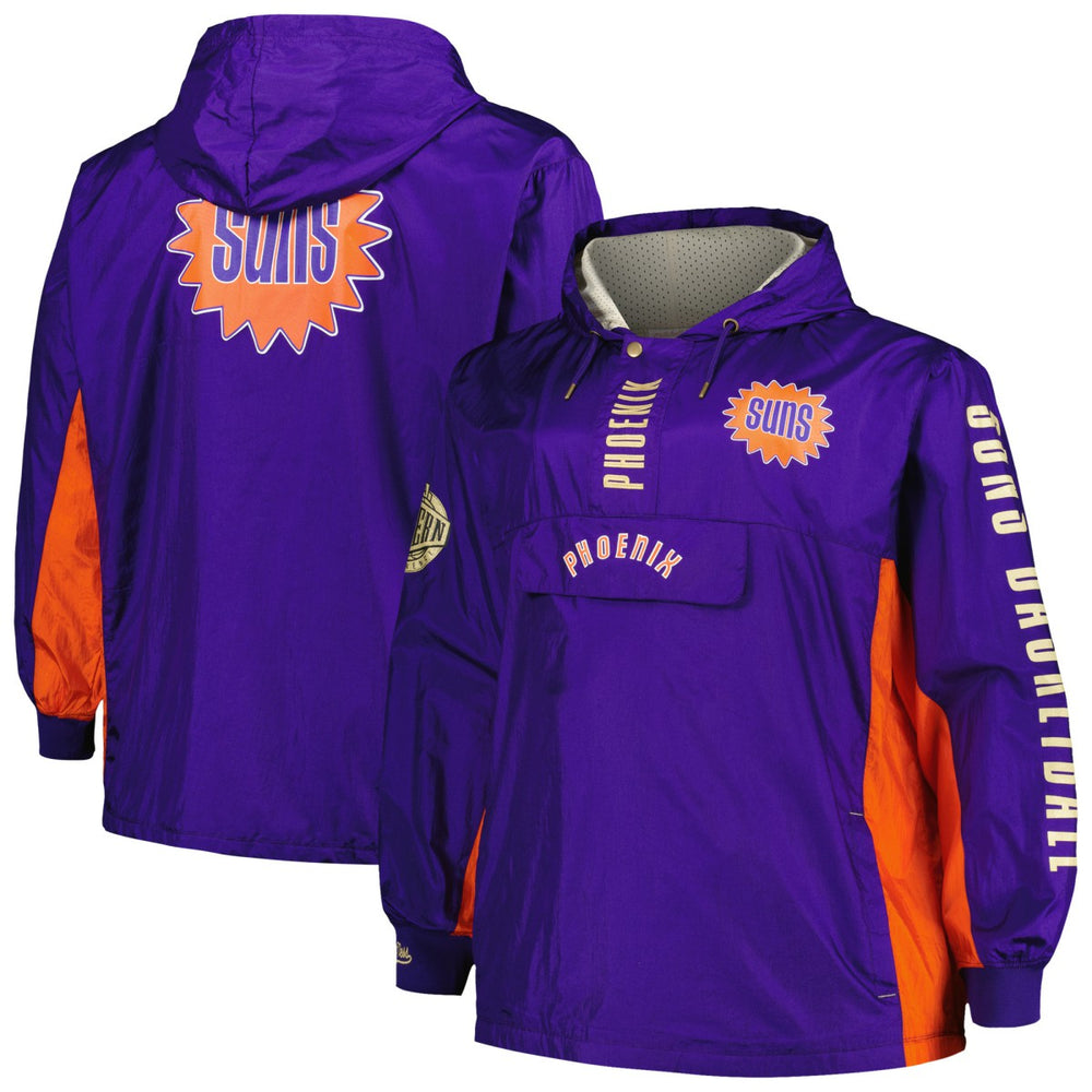Mitchell & Ness - Phoenix Suns Big & Tall Hardwood Classics Team OG 2.0 Anorak Hoodie Quarter-Zip Windbreaker Jacket - Purple