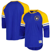Milwaukee Brewers Mitchell & Ness Cooperstown Collection Legendary Raglan Slub Henley 3/4-Sleeve T-Shirt Near Me