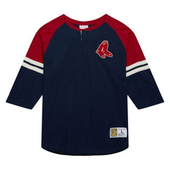 Boston Red Sox Mitchell & Ness Cooperstown Collection Legendary Raglan Slub Henley 3/4-Sleeve T-Shirt Sale
