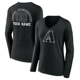 Arizona Diamondbacks Women's Monochrome Personalized Name & Number Long Sleeve V-Neck T-Shirt Near Me