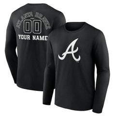 Atlanta Braves Monochrome Personalized Name & Number Long Sleeve T-Shirt for sale