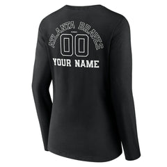 Atlanta Braves Women's Monochrome Personalized Name & Number Long Sleeve V-Neck T-Shirt discount