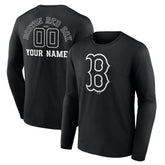 Boston Red Sox Monochrome Personalized Name & Number Long Sleeve T-Shirt On Sale