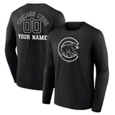 Chicago Cubs Monochrome Personalized Name & Number Long Sleeve T-Shirt for sale