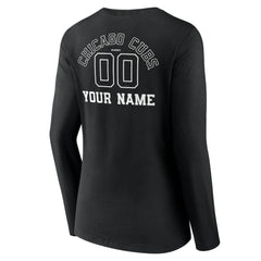 Chicago Cubs Women's Monochrome Personalized Name & Number Long Sleeve V-Neck T-Shirt Near Me