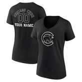 Chicago Cubs Women's Monochrome Personalized Name & Number V-Neck T-Shirt Near Me