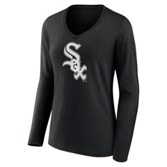 Chicago White Sox Women's Monochrome Personalized Name & Number Long Sleeve V-Neck T-Shirt Clearance