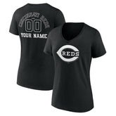 Cincinnati Reds Women's Monochrome Personalized Name & Number V-Neck T-Shirt On Sale