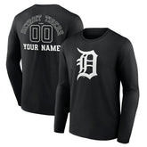 Detroit Tigers Monochrome Personalized Name & Number Long Sleeve T-Shirt Sale