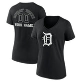 Detroit Tigers Women's Monochrome Personalized Name & Number V-Neck T-Shirt Sale