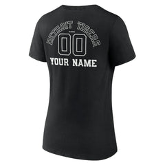 Detroit Tigers Women's Monochrome Personalized Name & Number V-Neck T-Shirt Sale