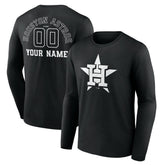 Houston Astros Monochrome Personalized Name & Number Long Sleeve T-Shirt Lifestyle