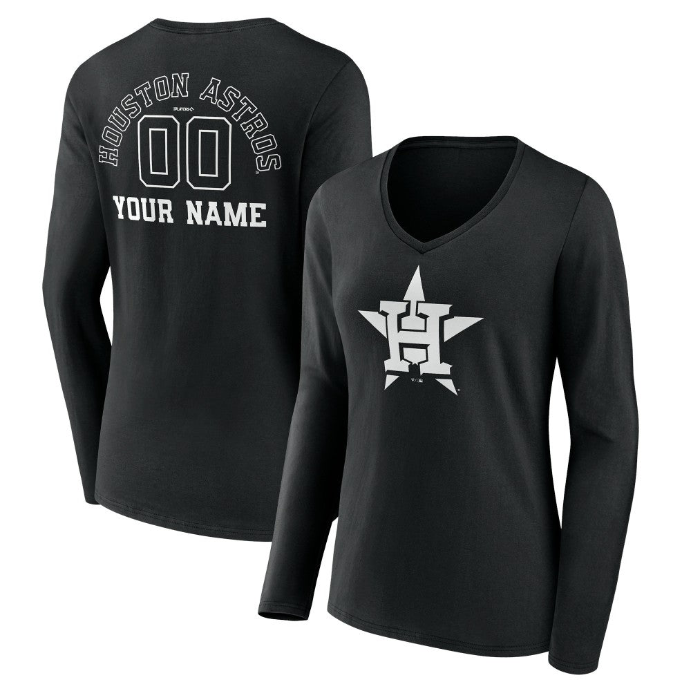 Houston Astros Women's Monochrome Personalized Name & Number Long Sleeve V-Neck T-Shirt discount