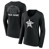 Houston Astros Women's Monochrome Personalized Name & Number Long Sleeve V-Neck T-Shirt discount