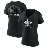 Houston Astros Women's Monochrome Personalized Name & Number V-Neck T-Shirt Lifestyle