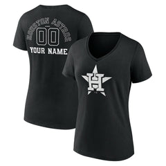 Houston Astros Women's Monochrome Personalized Name & Number V-Neck T-Shirt Lifestyle