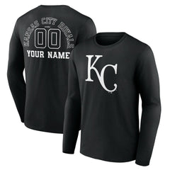Kansas City Royals Monochrome Personalized Name & Number Long Sleeve T-Shirt Clearance