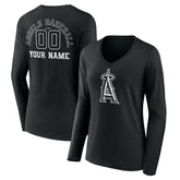 Los Angeles Angels Women's Monochrome Personalized Name & Number Long Sleeve V-Neck T-Shirt Near Me