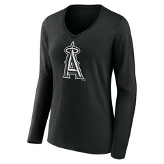 Los Angeles Angels Women's Monochrome Personalized Name & Number Long Sleeve V-Neck T-Shirt Near Me