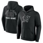 Miami Marlins Monochrome Personalized Name & Number Pullover Hoodie Lifestyle